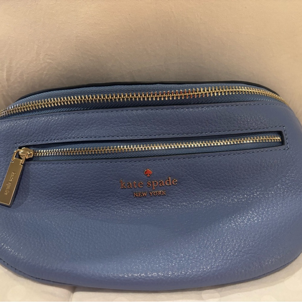 Kate Spade Blue Belt Bag with Gold Accents